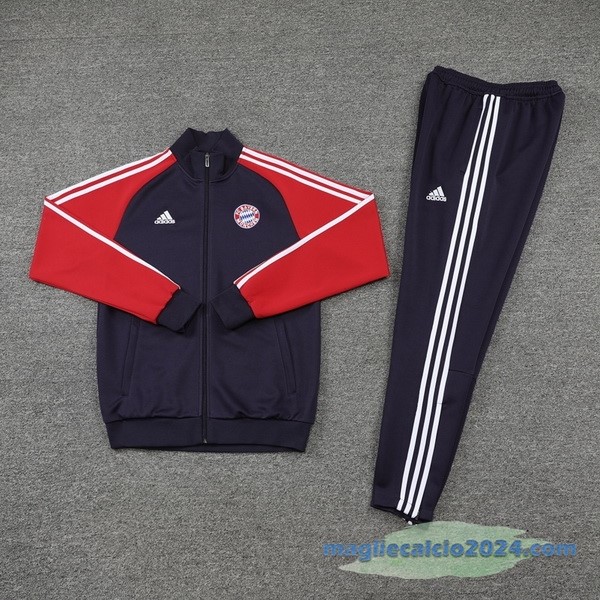 Set Completo Ropa Deportiva Con Cremallera Larga Bayern Múnich 2022 2023 Grigio Rosso Poco Prezzo