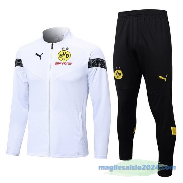 Set Completo Ropa Deportiva Con Cremallera Larga Borussia Dortmund 2022 2023 Bianco Nero Poco Prezzo
