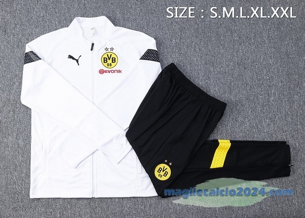 Set Completo Ropa Deportiva Con Cremallera Larga Borussia Dortmund 2022 2023 Bianco Nero Poco Prezzo