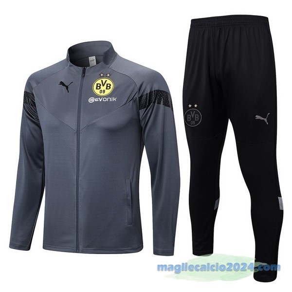 Set Completo Ropa Deportiva Con Cremallera Larga Borussia Dortmund 2022 2023 Grigio II Nero Poco Prezzo