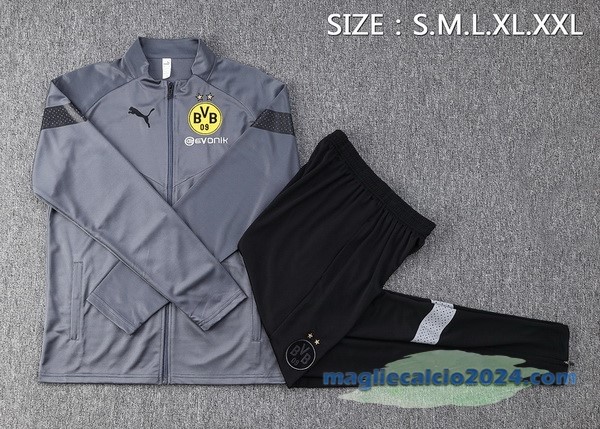 Set Completo Ropa Deportiva Con Cremallera Larga Borussia Dortmund 2022 2023 Grigio II Nero Poco Prezzo