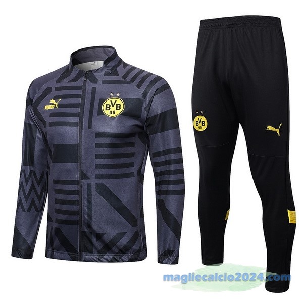 Set Completo Ropa Deportiva Con Cremallera Larga Borussia Dortmund 2022 2023 Grigio I Nero Poco Prezzo