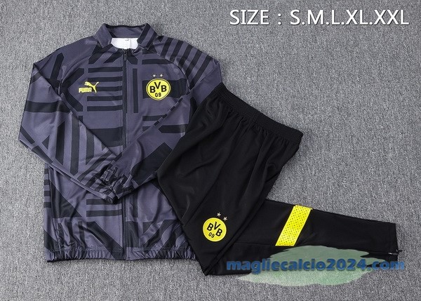 Set Completo Ropa Deportiva Con Cremallera Larga Borussia Dortmund 2022 2023 Grigio I Nero Poco Prezzo