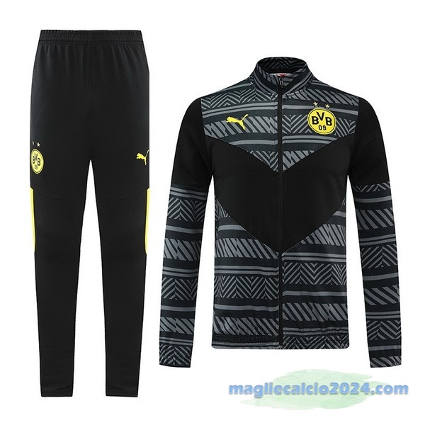 Set Completo Ropa Deportiva Con Cremallera Larga Borussia Dortmund 2022 2023 Grigio Nero Giallo Poco Prezzo