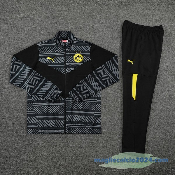 Set Completo Ropa Deportiva Con Cremallera Larga Borussia Dortmund 2022 2023 Grigio Nero Giallo Poco Prezzo