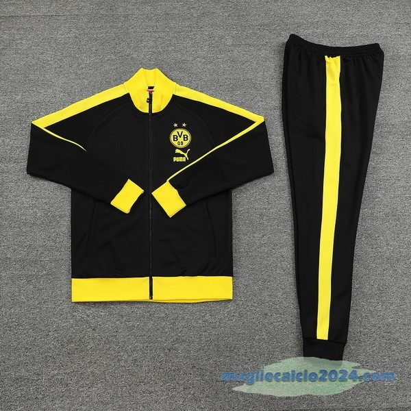 Set Completo Ropa Deportiva Con Cremallera Larga Borussia Dortmund 2023 2024 Nero Giallo Poco Prezzo