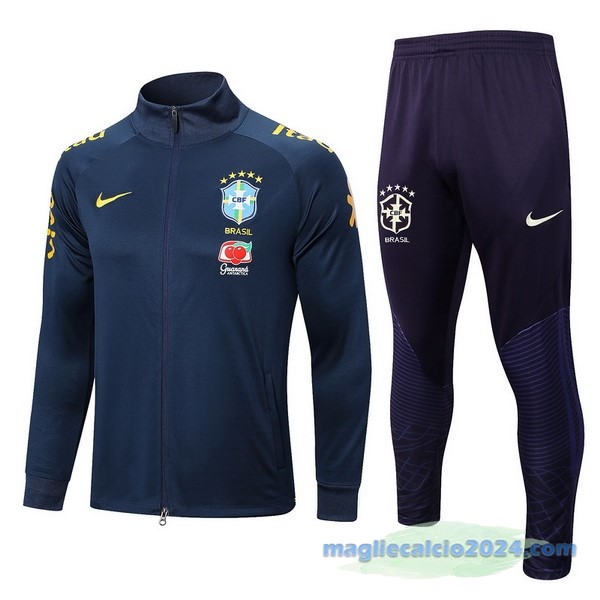 Set Completo Ropa Deportiva Con Cremallera Larga Brasile 2022 Azul Navy Poco Prezzo