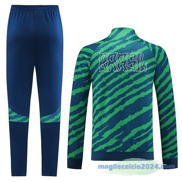Set Completo Ropa Deportiva Con Cremallera Larga Brasile 2022 Verde Poco Prezzo