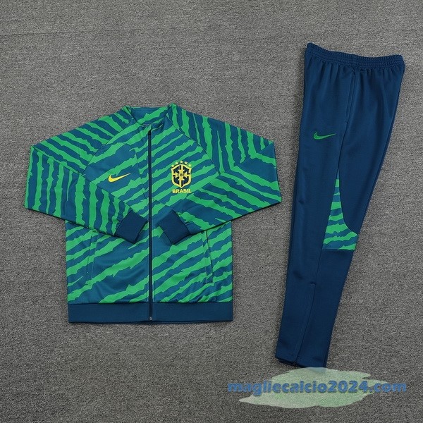 Set Completo Ropa Deportiva Con Cremallera Larga Brasile 2022 Verde Poco Prezzo
