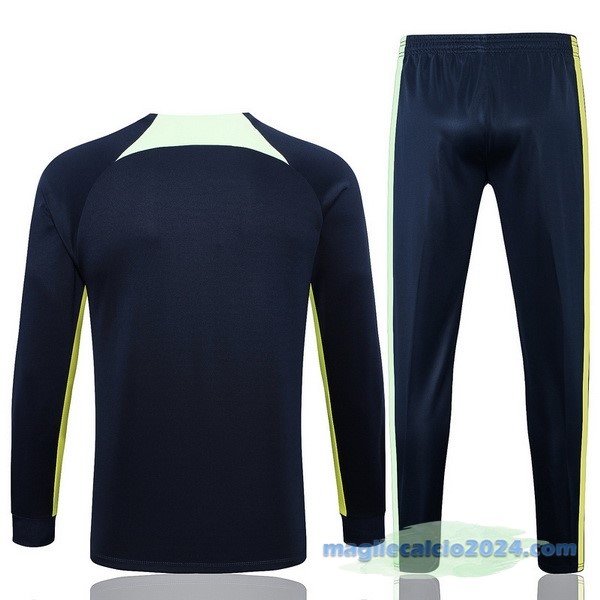 Set Completo Ropa Deportiva Con Cremallera Larga Brasile 2023 Azul Navy Verde Poco Prezzo