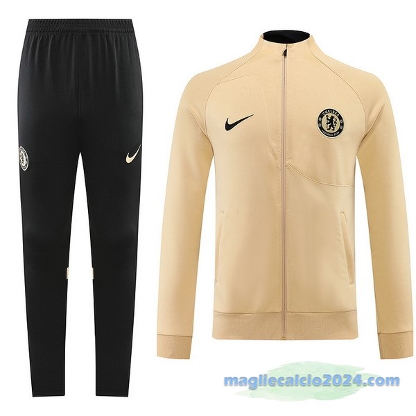 Set Completo Ropa Deportiva Con Cremallera Larga Chelsea 2022 2023 Nero Giallo Poco Prezzo
