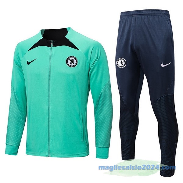 Set Completo Ropa Deportiva Con Cremallera Larga Chelsea 2022 2023 Verde Azul Poco Prezzo