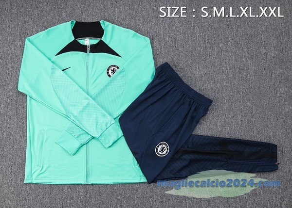 Set Completo Ropa Deportiva Con Cremallera Larga Chelsea 2022 2023 Verde Azul Poco Prezzo