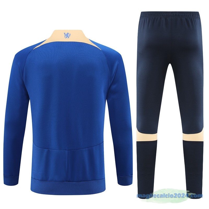 Set Completo Ropa Deportiva Con Cremallera Larga Chelsea 2023 2024 Azul Nero Poco Prezzo