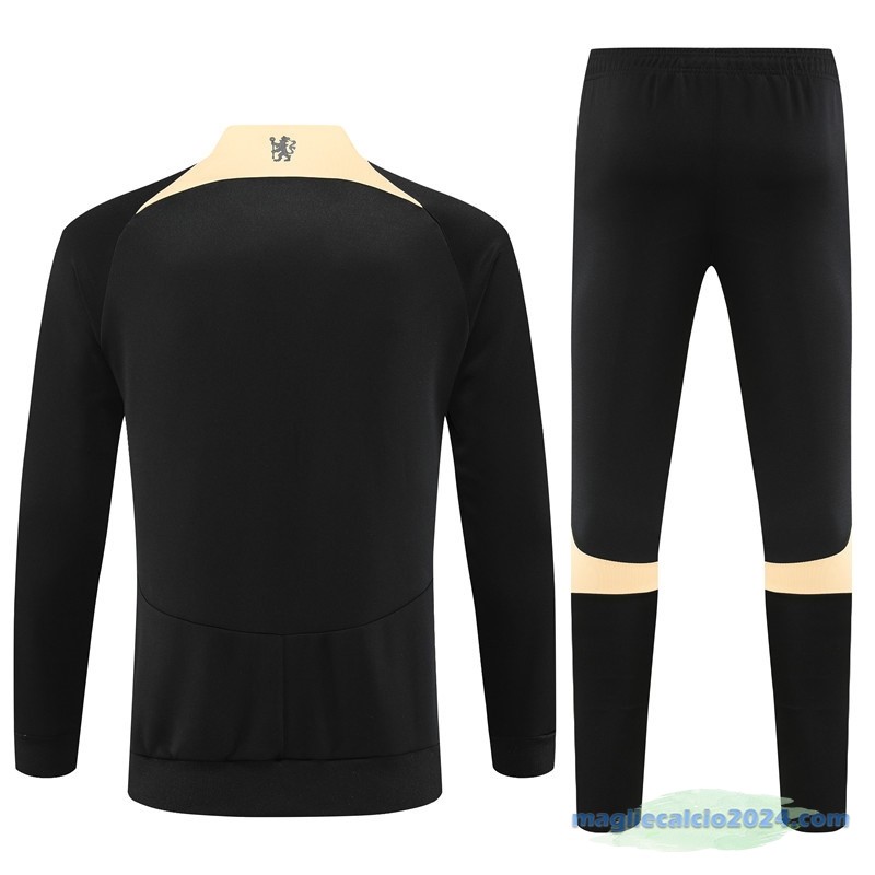 Set Completo Ropa Deportiva Con Cremallera Larga Chelsea 2023 2024 Nero Giallo Poco Prezzo