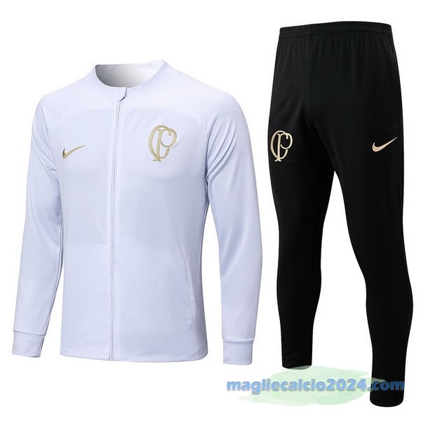 Set Completo Ropa Deportiva Con Cremallera Larga Corinthians Paulista 2022 2023 Bianco Nero Poco Prezzo