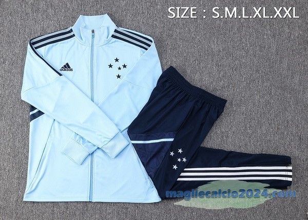 Set Completo Ropa Deportiva Con Cremallera Larga Cruzeiro 2022 2023 Azul Luce Poco Prezzo