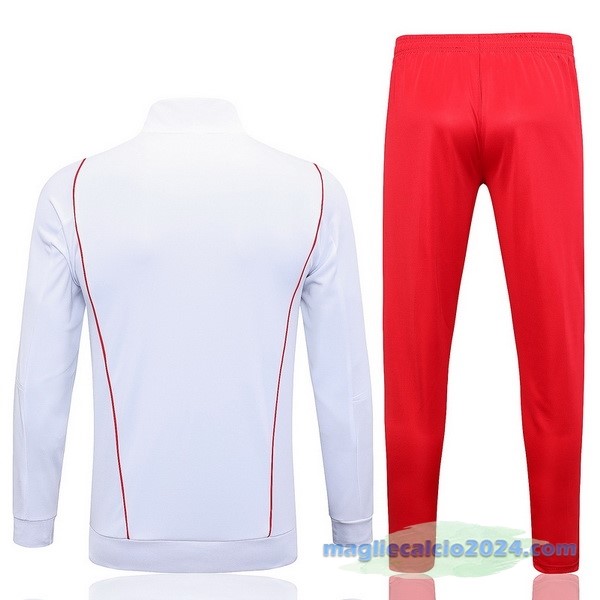Set Completo Ropa Deportiva Con Cremallera Larga Flamengo 2023 2024 Bianco Rosso Poco Prezzo