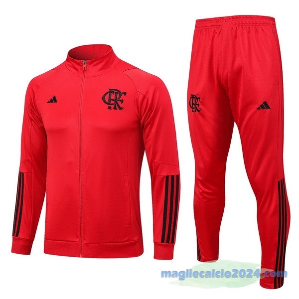Set Completo Ropa Deportiva Con Cremallera Larga Flamengo 2023 2024 Rosso Poco Prezzo