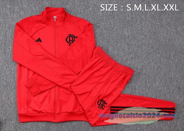 Set Completo Ropa Deportiva Con Cremallera Larga Flamengo 2023 2024 Rosso Poco Prezzo