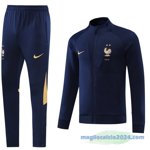 Set Completo Ropa Deportiva Con Cremallera Larga Francia 2022 Azul Navy Poco Prezzo