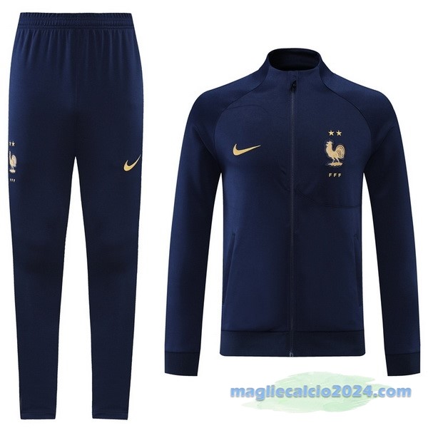 Set Completo Ropa Deportiva Con Cremallera Larga Francia 2022 Azul Navy Poco Prezzo
