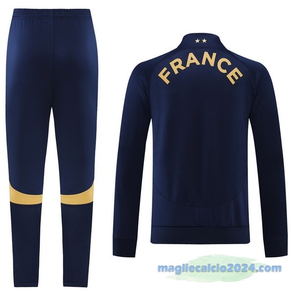 Set Completo Ropa Deportiva Con Cremallera Larga Francia 2022 Azul Navy Poco Prezzo