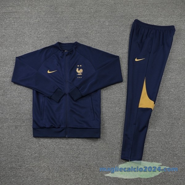 Set Completo Ropa Deportiva Con Cremallera Larga Francia 2022 Azul Navy Poco Prezzo