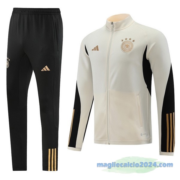 Set Completo Ropa Deportiva Con Cremallera Larga Germania 2022 Bianco I Nero Poco Prezzo