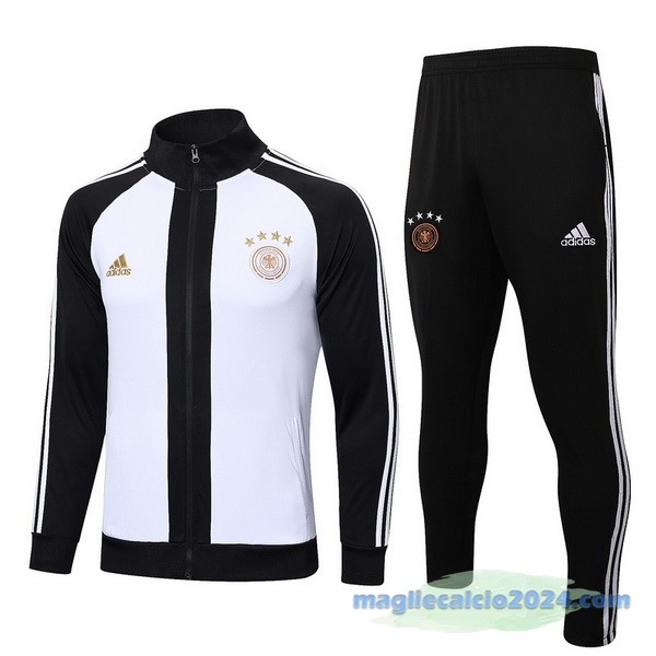 Set Completo Ropa Deportiva Con Cremallera Larga Germania 2022 Bianco Nero Poco Prezzo