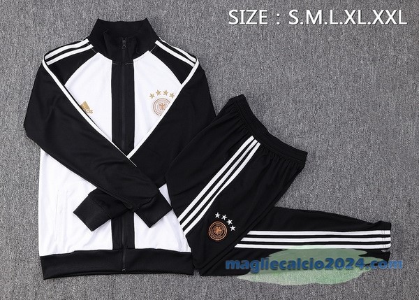 Set Completo Ropa Deportiva Con Cremallera Larga Germania 2022 Bianco Nero Poco Prezzo