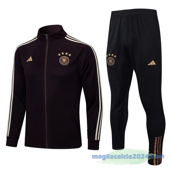 Set Completo Ropa Deportiva Con Cremallera Larga Germania 2022 Borgogna I Nero Poco Prezzo