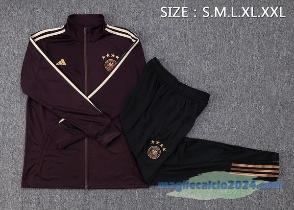 Set Completo Ropa Deportiva Con Cremallera Larga Germania 2022 Borgogna I Nero Poco Prezzo