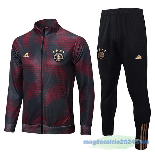 Set Completo Ropa Deportiva Con Cremallera Larga Germania 2022 Borgogna Nero Poco Prezzo