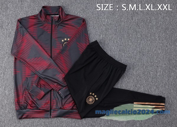 Set Completo Ropa Deportiva Con Cremallera Larga Germania 2022 Borgogna Nero Poco Prezzo