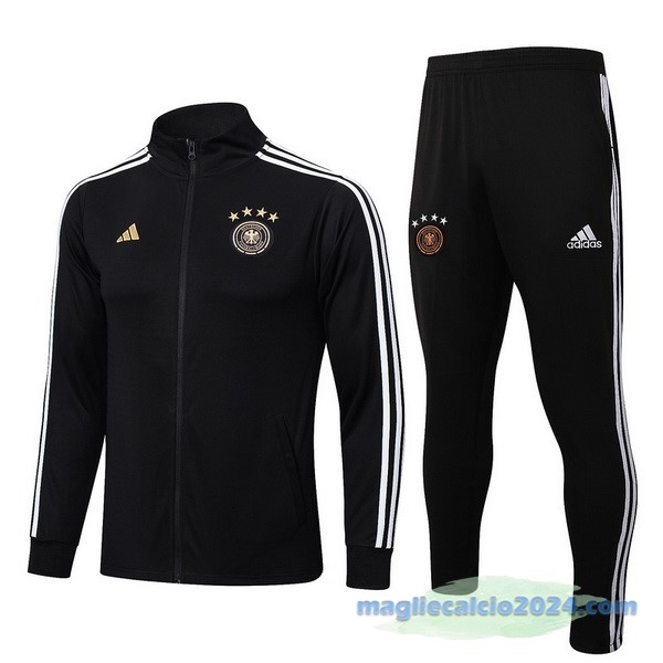 Set Completo Ropa Deportiva Con Cremallera Larga Germania 2022 Nero Bianco Poco Prezzo