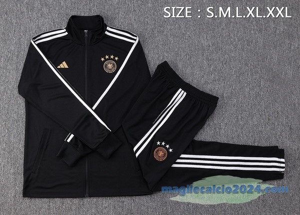 Set Completo Ropa Deportiva Con Cremallera Larga Germania 2022 Nero Bianco Poco Prezzo