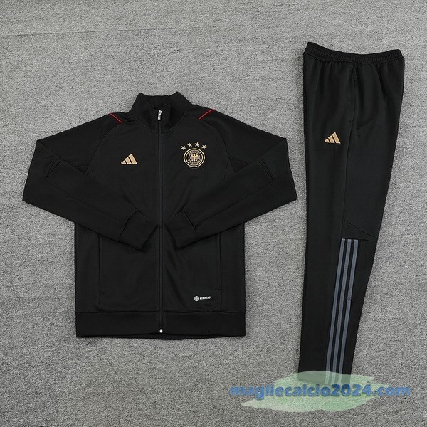 Set Completo Ropa Deportiva Con Cremallera Larga Germania 2022 Nero Poco Prezzo