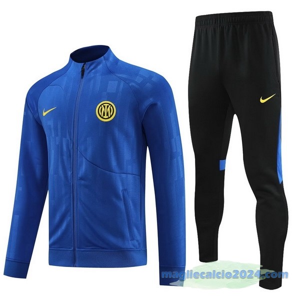 Set Completo Ropa Deportiva Con Cremallera Larga Inter Milán 2023 2024 Azul Nero Poco Prezzo