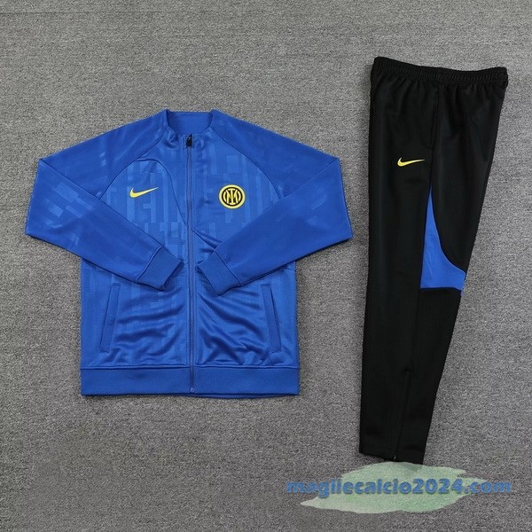 Set Completo Ropa Deportiva Con Cremallera Larga Inter Milán 2023 2024 Azul Nero Poco Prezzo