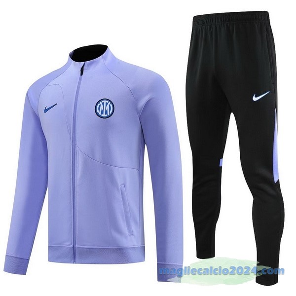Set Completo Ropa Deportiva Con Cremallera Larga Inter Milán 2023 2024 Purpureo Nero Poco Prezzo