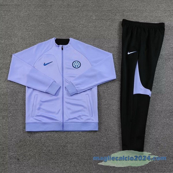 Set Completo Ropa Deportiva Con Cremallera Larga Inter Milán 2023 2024 Purpureo Nero Poco Prezzo