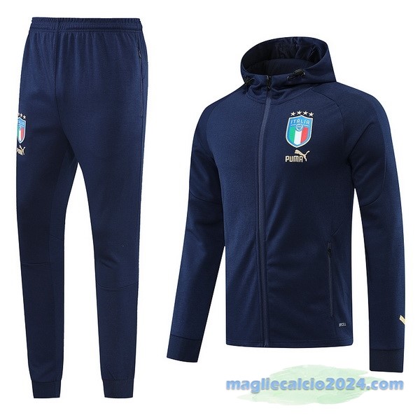 Set Completo Ropa Deportiva Con Cremallera Larga Italia 2022 Azul Navy Poco Prezzo