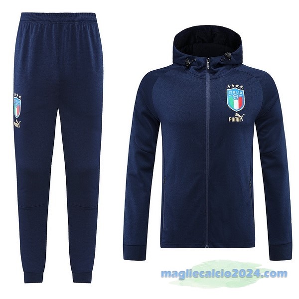Set Completo Ropa Deportiva Con Cremallera Larga Italia 2022 Azul Navy Poco Prezzo