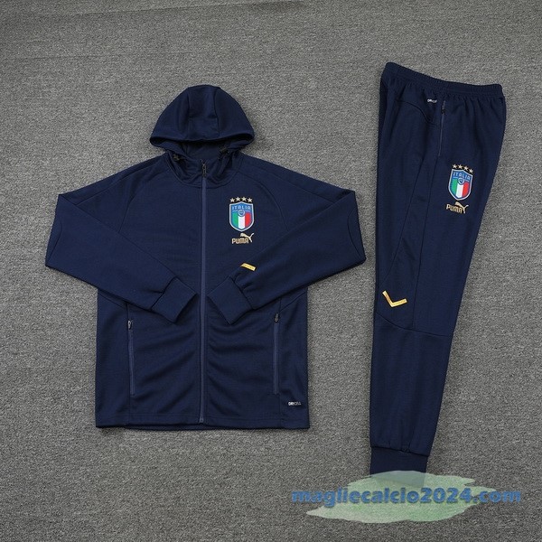 Set Completo Ropa Deportiva Con Cremallera Larga Italia 2022 Azul Navy Poco Prezzo