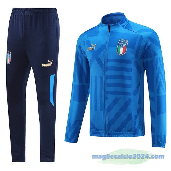 Set Completo Ropa Deportiva Con Cremallera Larga Italia 2022 Azul Poco Prezzo