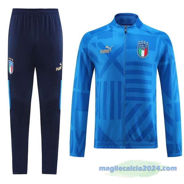 Set Completo Ropa Deportiva Con Cremallera Larga Italia 2022 Azul Poco Prezzo