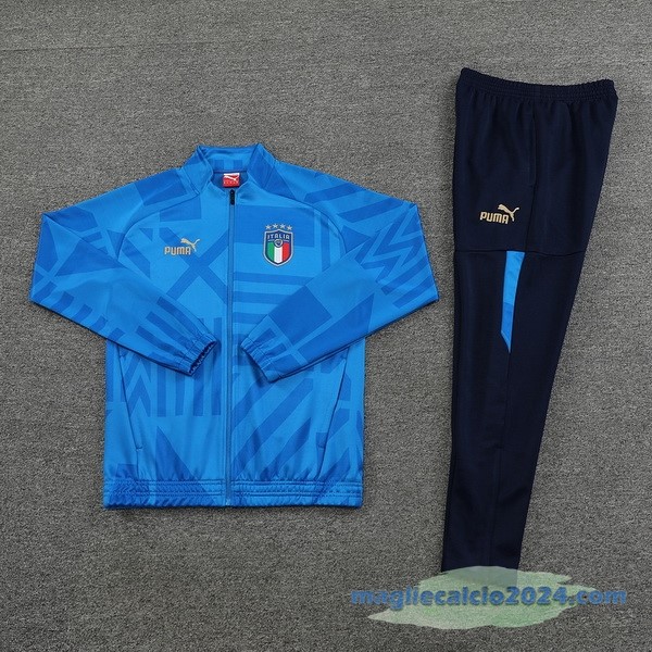 Set Completo Ropa Deportiva Con Cremallera Larga Italia 2022 Azul Poco Prezzo
