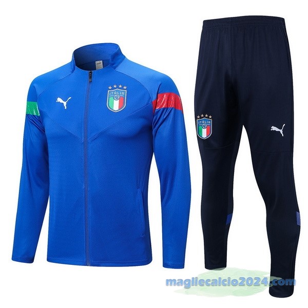Set Completo Ropa Deportiva Con Cremallera Larga Italia 2022 III Azul Poco Prezzo