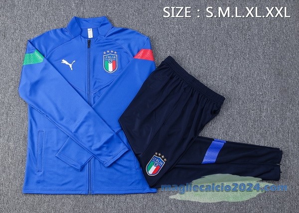 Set Completo Ropa Deportiva Con Cremallera Larga Italia 2022 III Azul Poco Prezzo